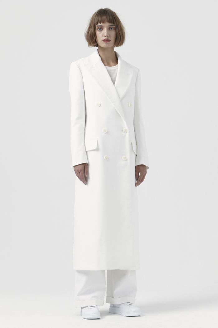 Simona White Organic Cotton Coat