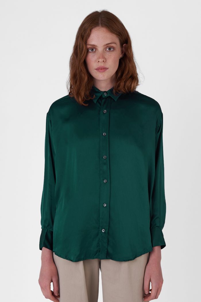 Nicola Green Silk Satin Shirt