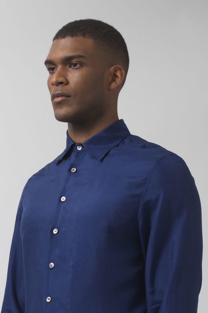 Brendan deep blue silk shirt