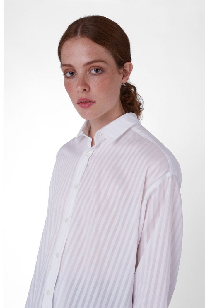 Nicola White Organic Cotton Striped Shirt