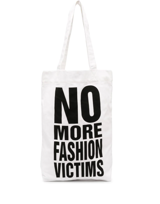 NO MORE FASHION VICTIMS WHITE Organic cotton bag
