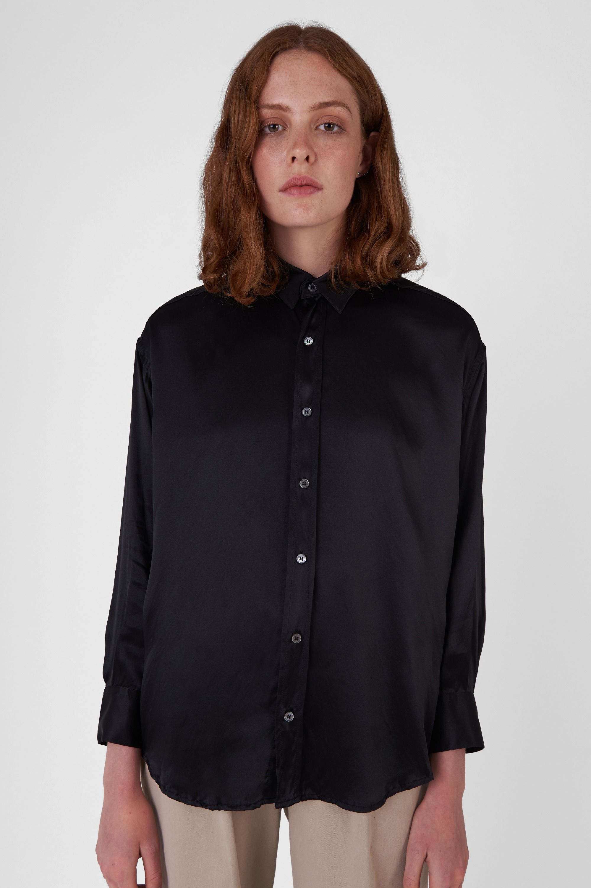 Katharine Hamnett London - Nicola Black Habotai Silk Shirt