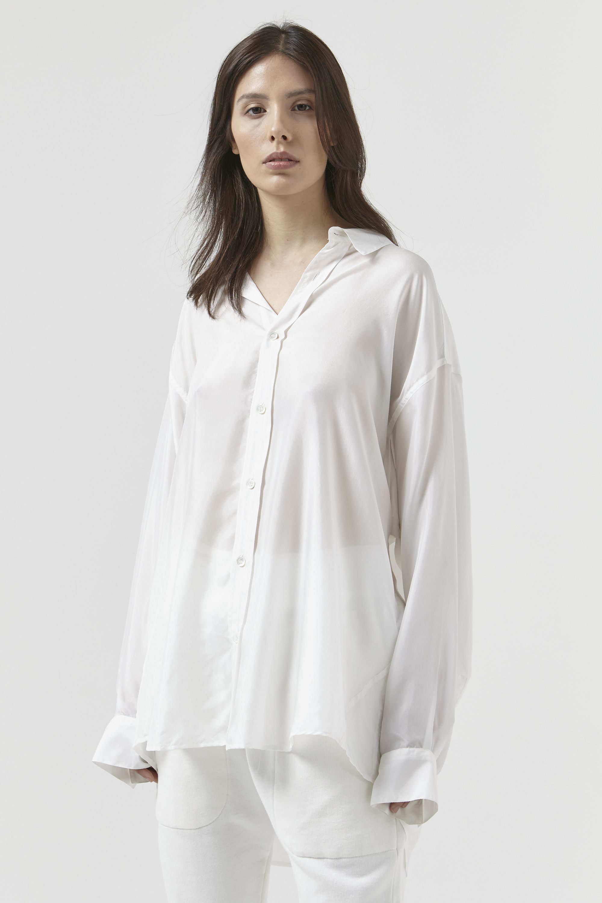 Nicola by Katharine Hamnett - Unisex Silk White Big shirt - Men