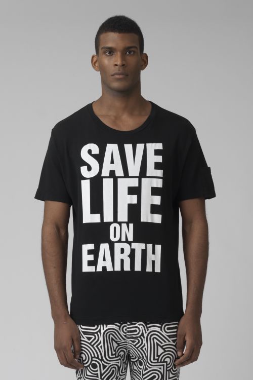 Save life on earth Organic cotton black t-shirt